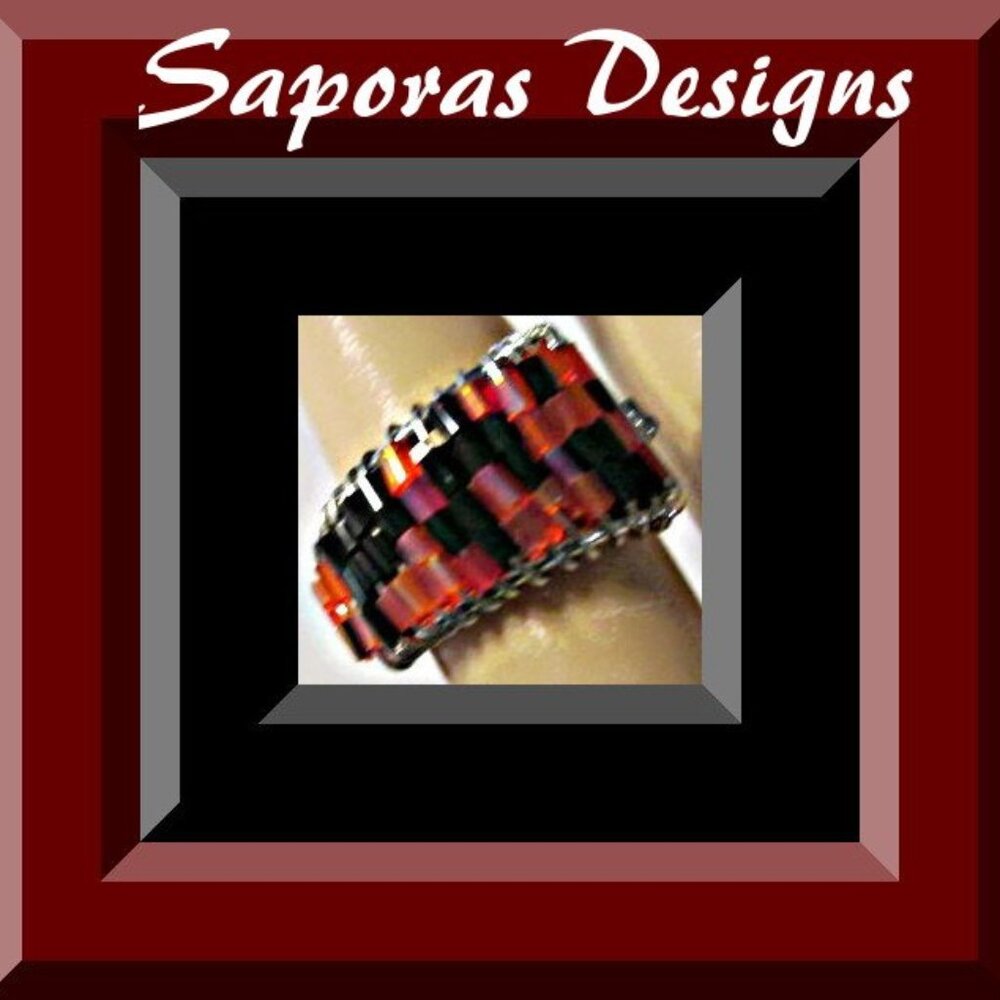 Size 7 Handmade Beaded Ring Silver Tone Finish Native Ethnic Tribal